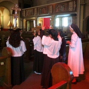 Acolytes in training, in the Basilica.